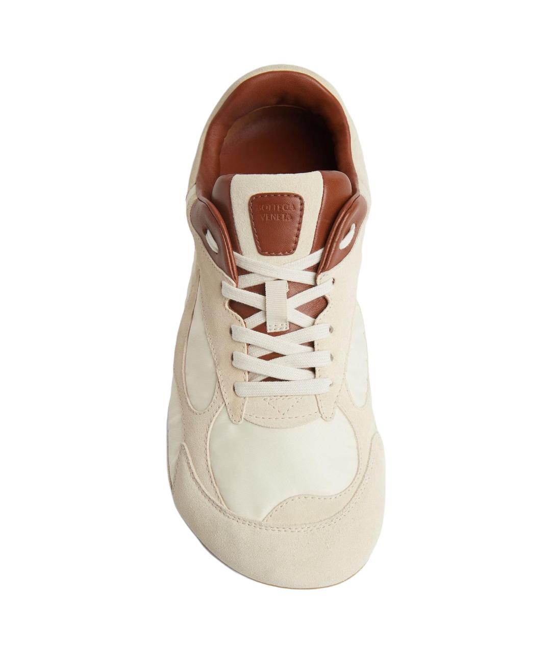 BOTTEGA VENETA Бежевые кожаные кроссовки, фото 5