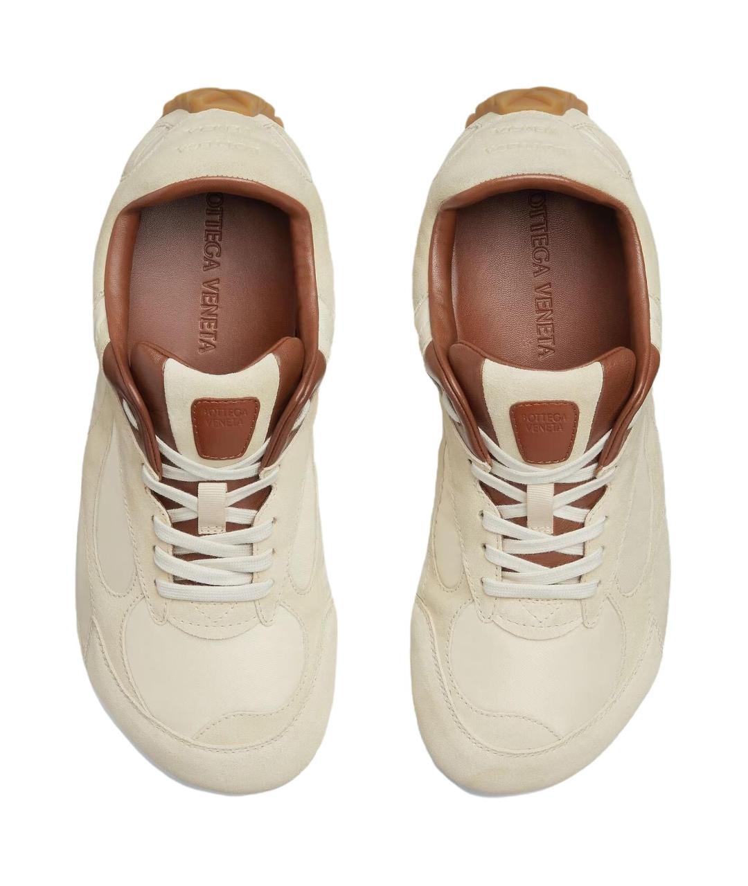 BOTTEGA VENETA Бежевые кожаные кроссовки, фото 4