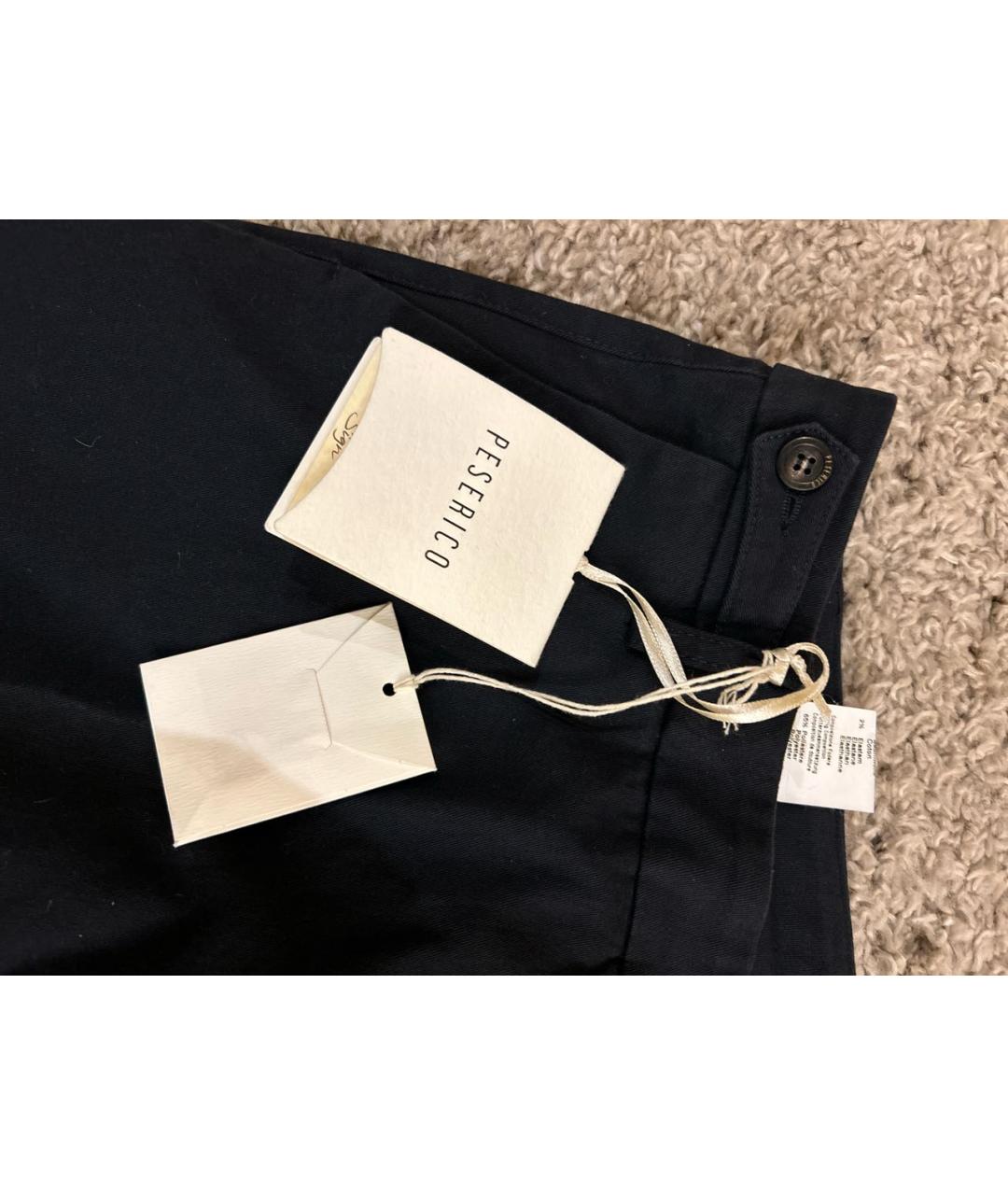 PESERICO Черные хлопко-эластановые прямые брюки, фото 4