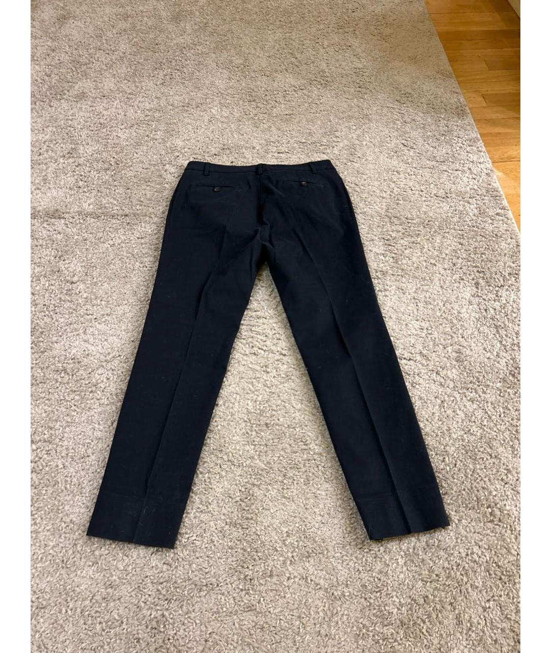 PESERICO Черные хлопко-эластановые прямые брюки, фото 6