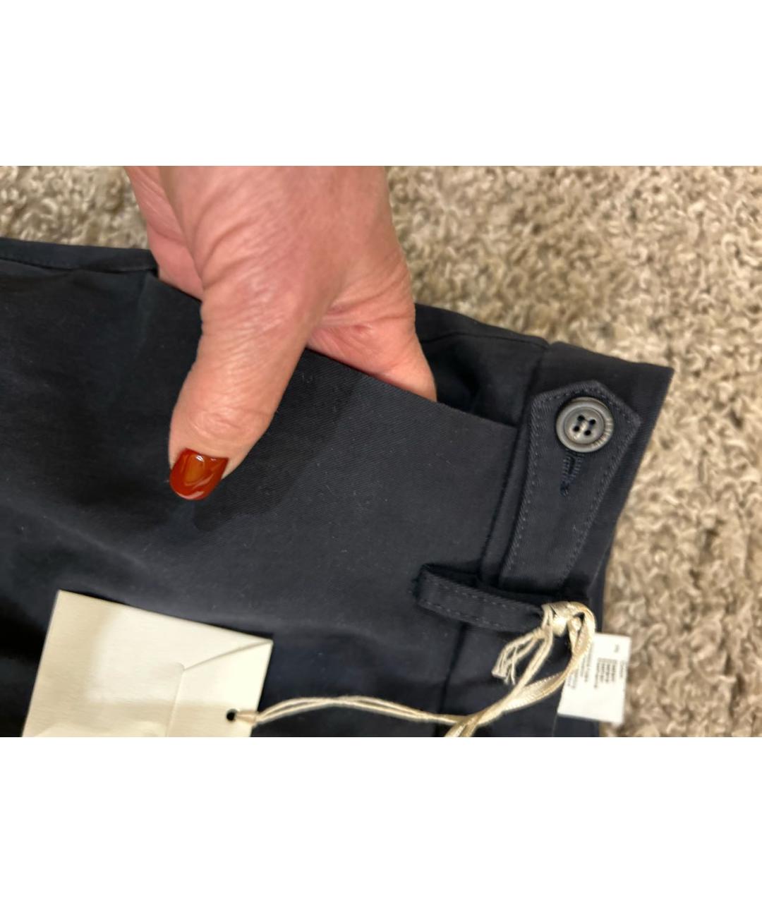 PESERICO Черные хлопко-эластановые прямые брюки, фото 5