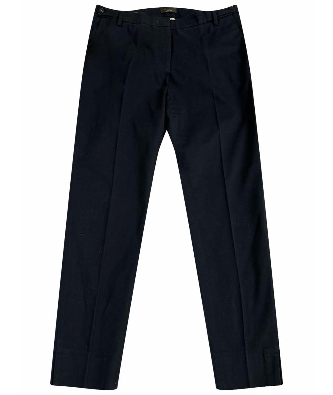 PESERICO Черные хлопко-эластановые прямые брюки, фото 1