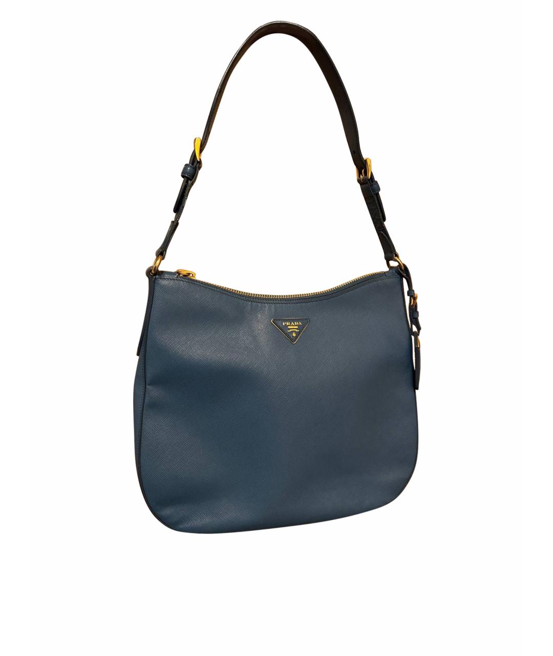 PRADA Темно-синяя кожаная сумка через плечо, фото 1