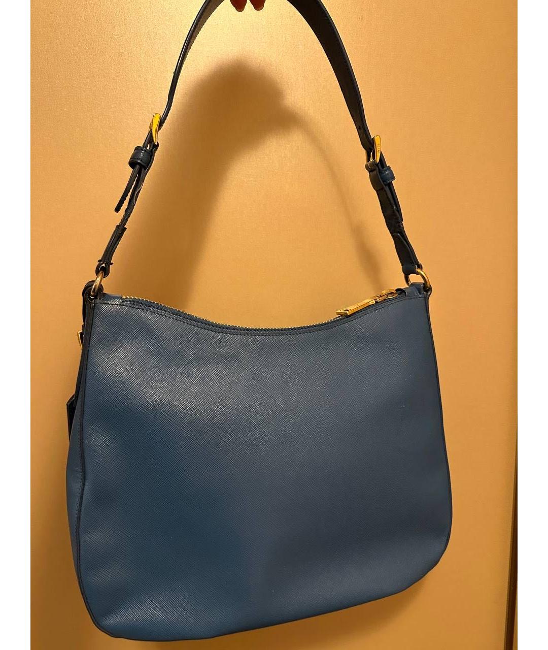 PRADA Темно-синяя кожаная сумка через плечо, фото 8