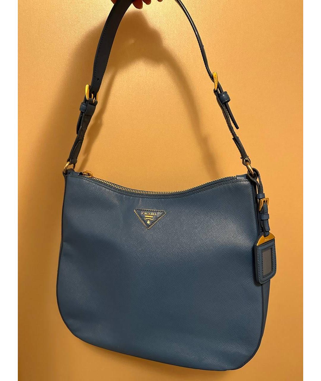 PRADA Темно-синяя кожаная сумка через плечо, фото 3