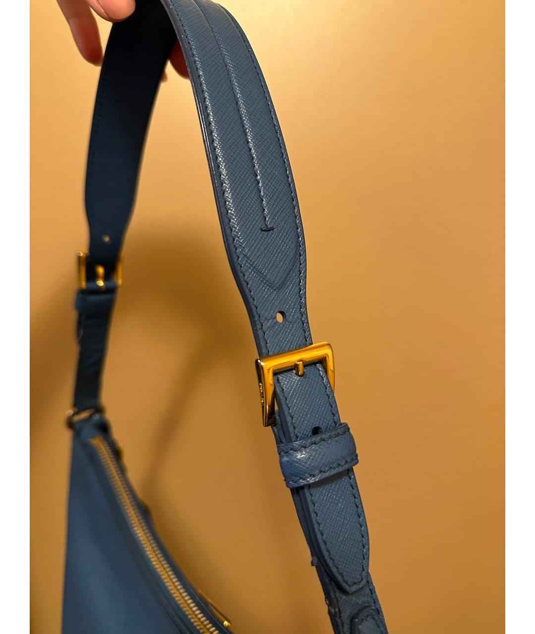 PRADA Темно-синяя кожаная сумка через плечо, фото 6