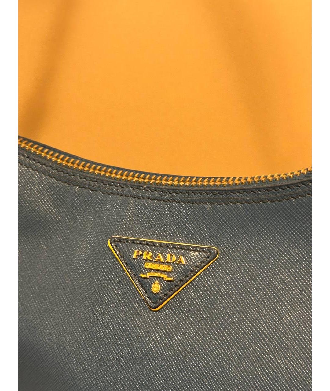 PRADA Темно-синяя кожаная сумка через плечо, фото 4