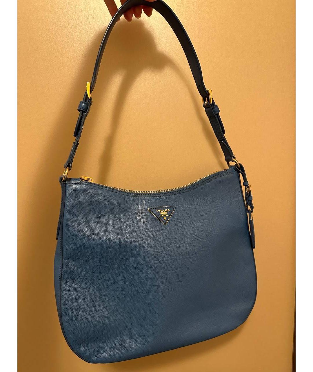 PRADA Темно-синяя кожаная сумка через плечо, фото 9
