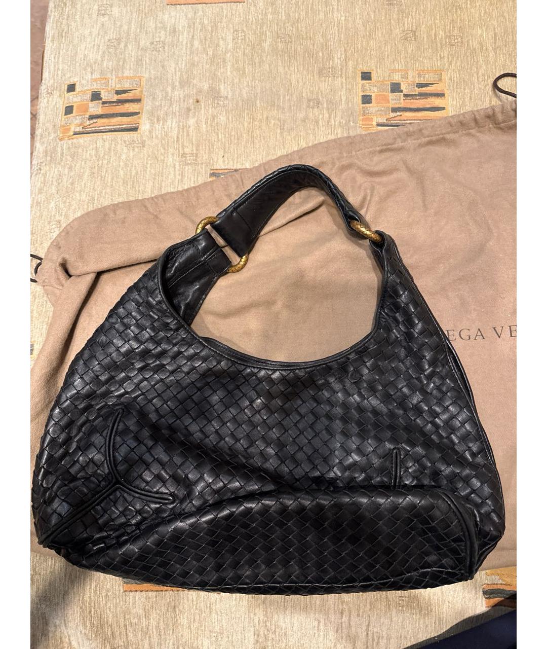 BOTTEGA VENETA Черная кожаная сумка с короткими ручками, фото 4