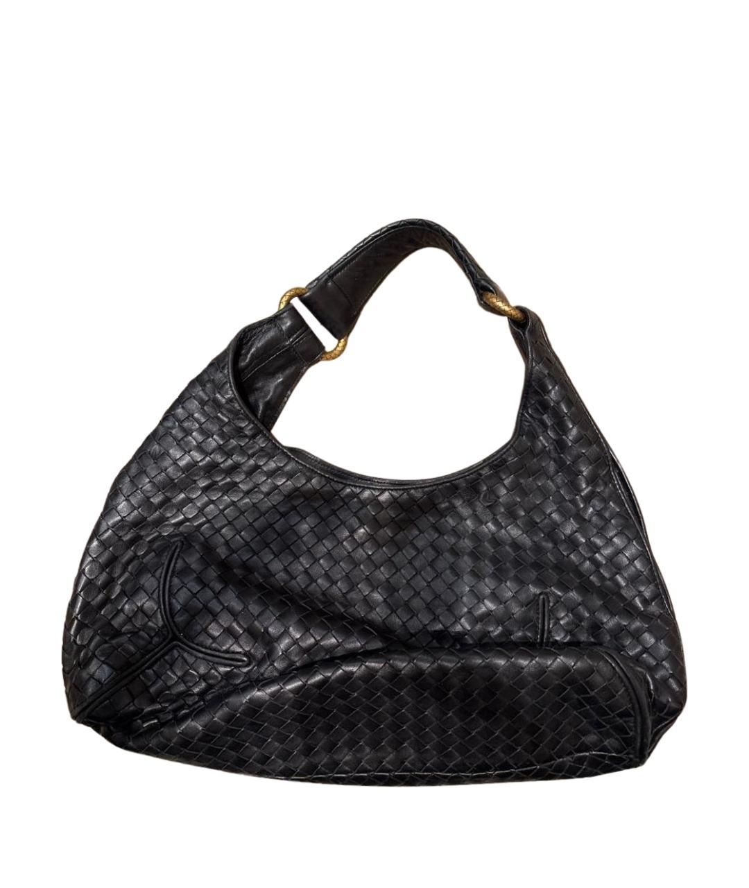 BOTTEGA VENETA Черная кожаная сумка с короткими ручками, фото 1