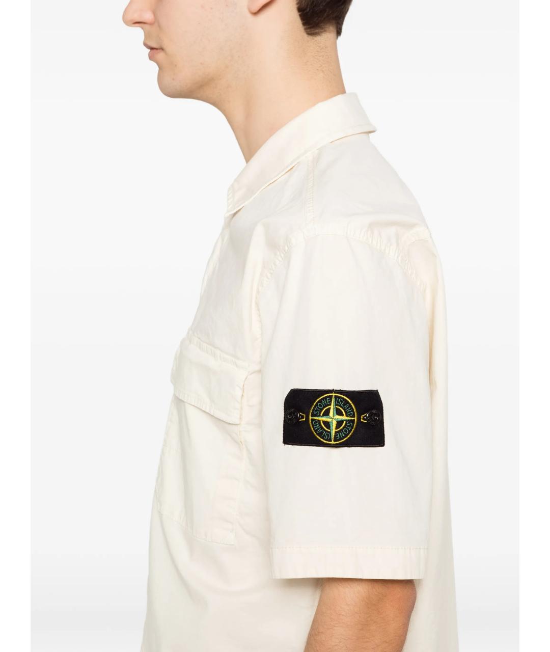STONE ISLAND Белая хлопковая кэжуал рубашка, фото 4