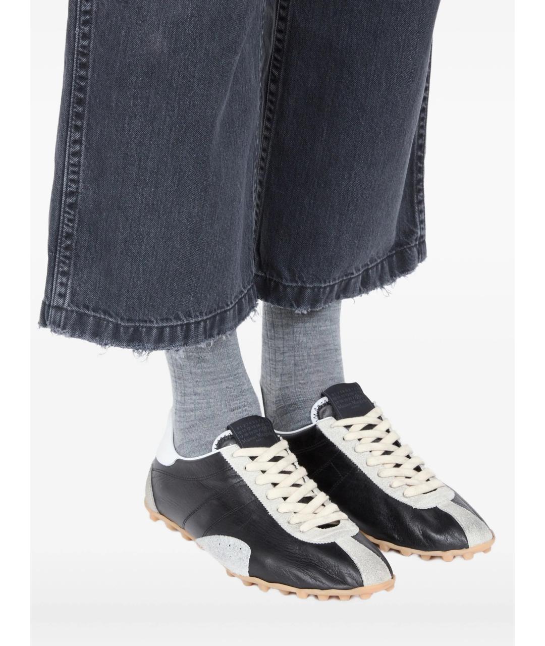 MAISON MARGIELA Черные кожаные низкие кроссовки / кеды, фото 5