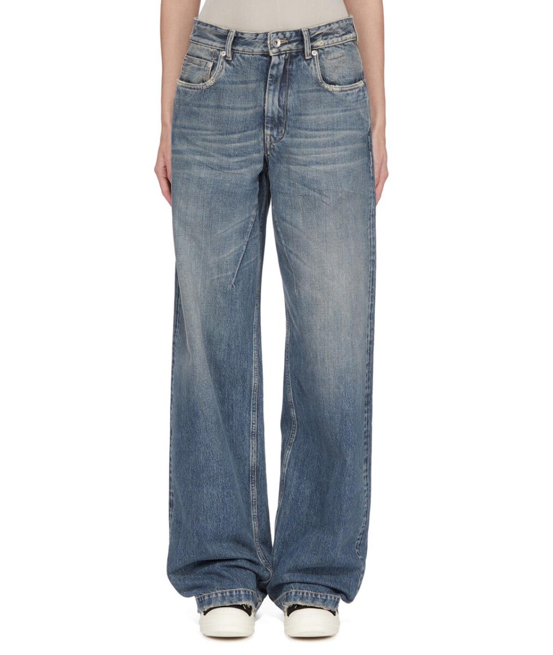 RICK OWENS DRKSHDW Синие хлопковые прямые джинсы, фото 3
