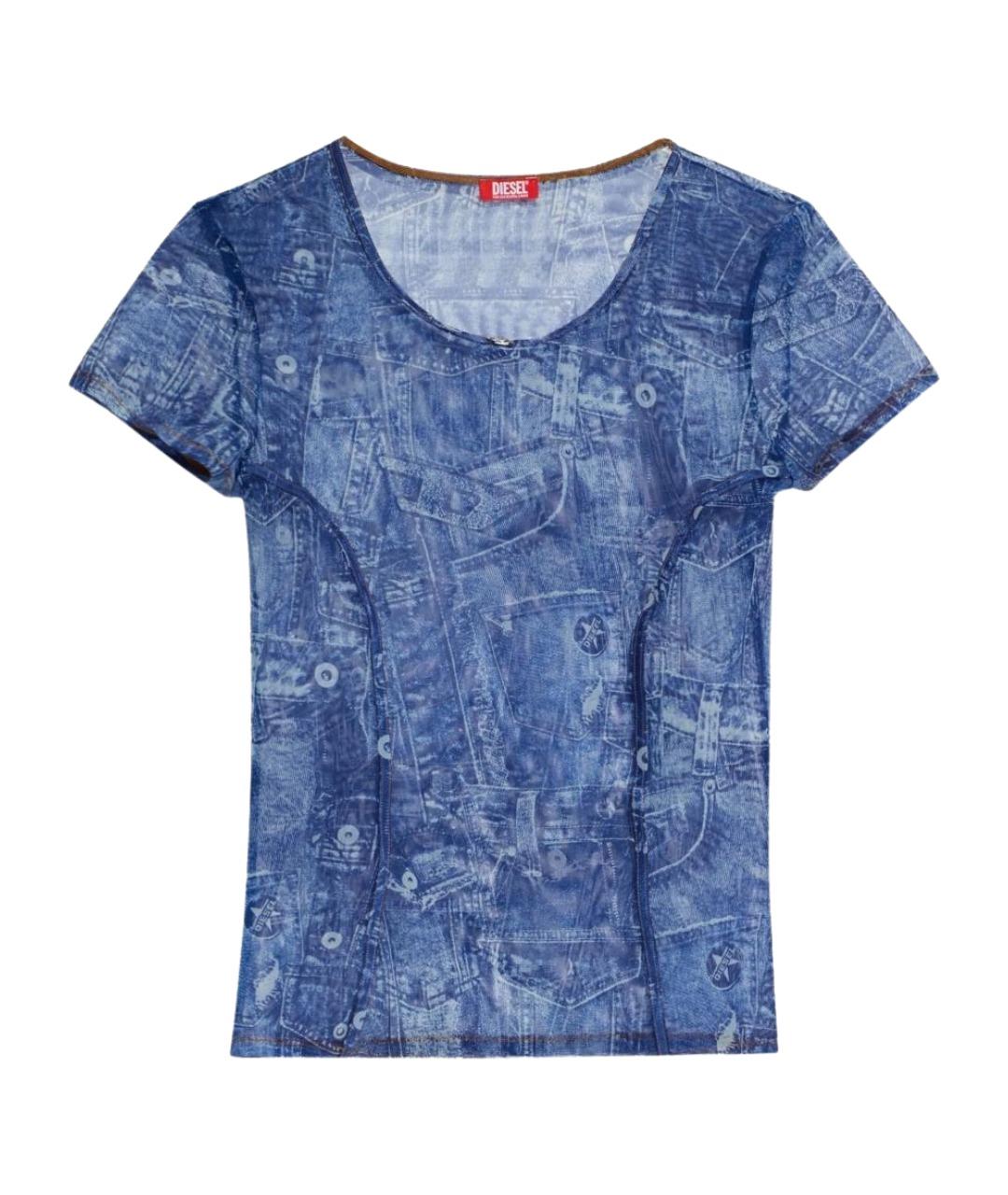 DIESEL Синяя полиамидовая футболка, фото 1