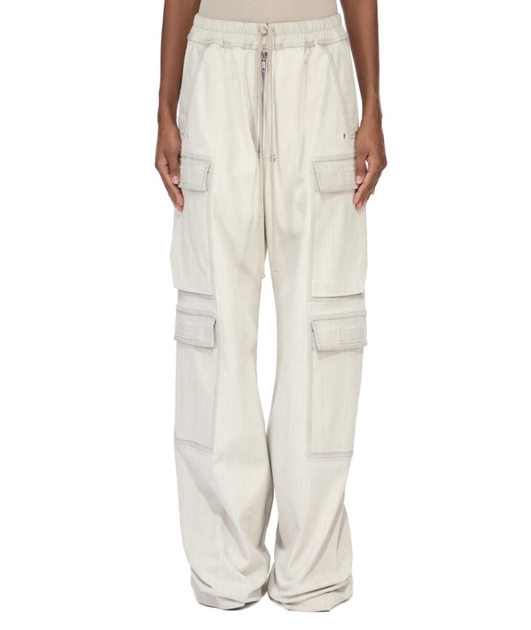 RICK OWENS DRKSHDW Белые хлопковые брюки широкие, фото 1