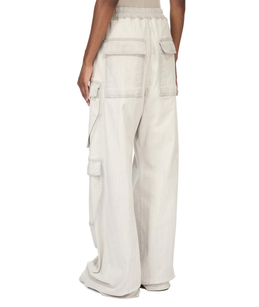 RICK OWENS DRKSHDW Белые хлопковые брюки широкие, фото 4