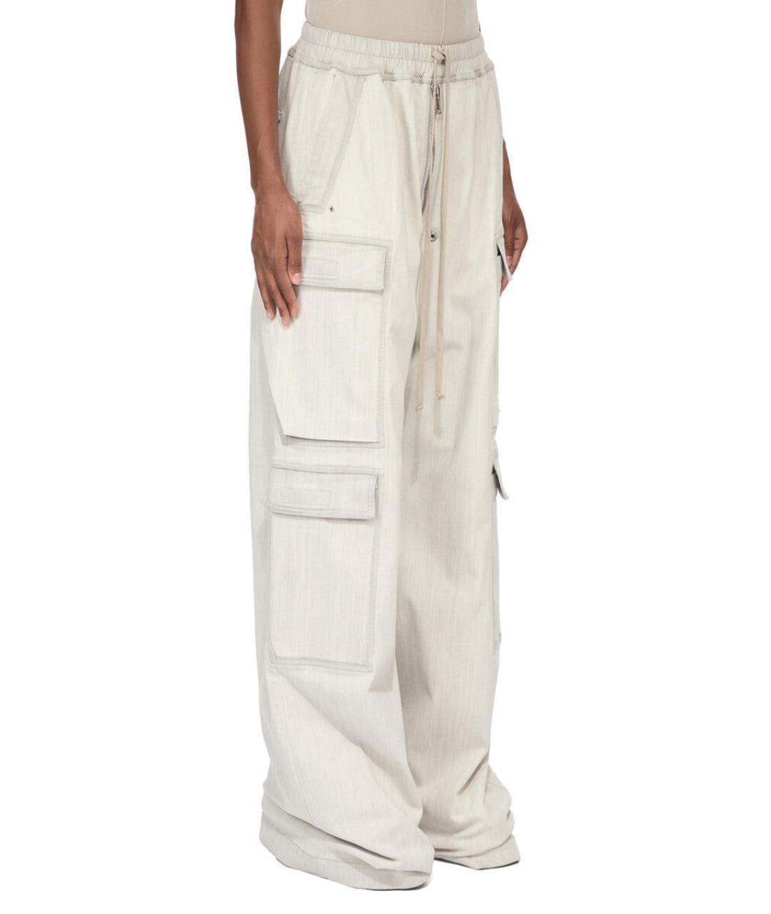 RICK OWENS DRKSHDW Белые хлопковые брюки широкие, фото 3