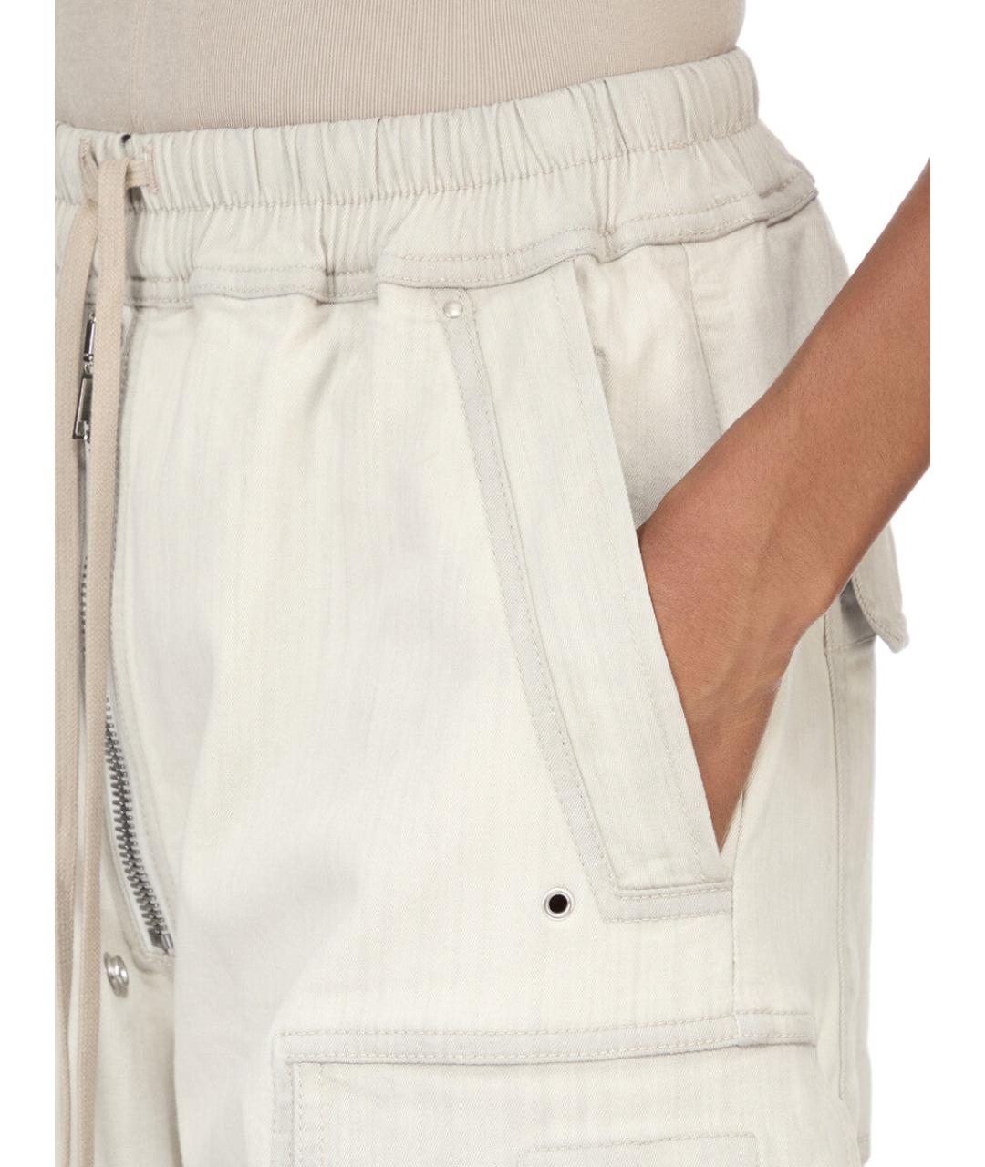 RICK OWENS DRKSHDW Белые хлопковые брюки широкие, фото 7