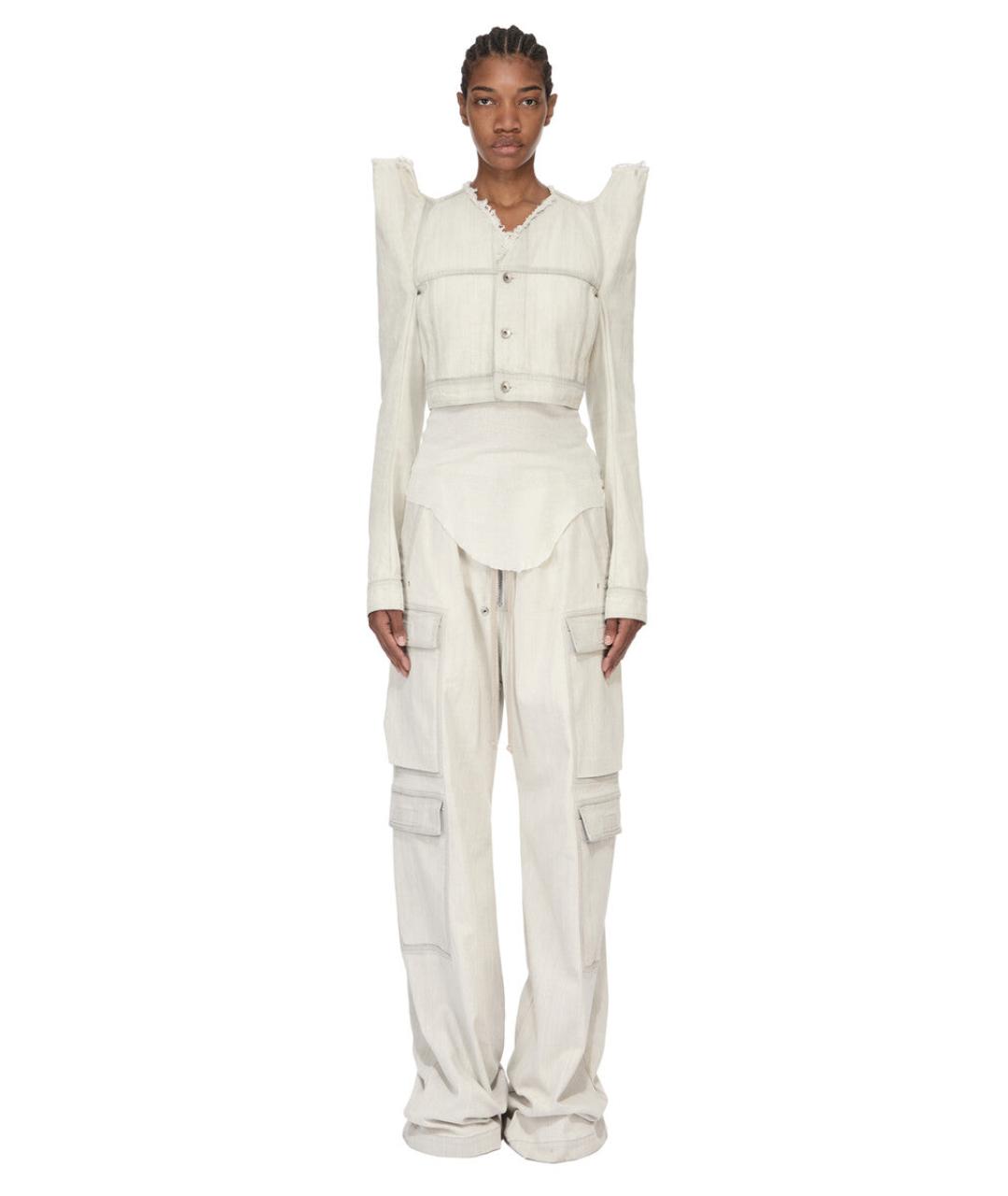 RICK OWENS DRKSHDW Белые хлопковые брюки широкие, фото 2