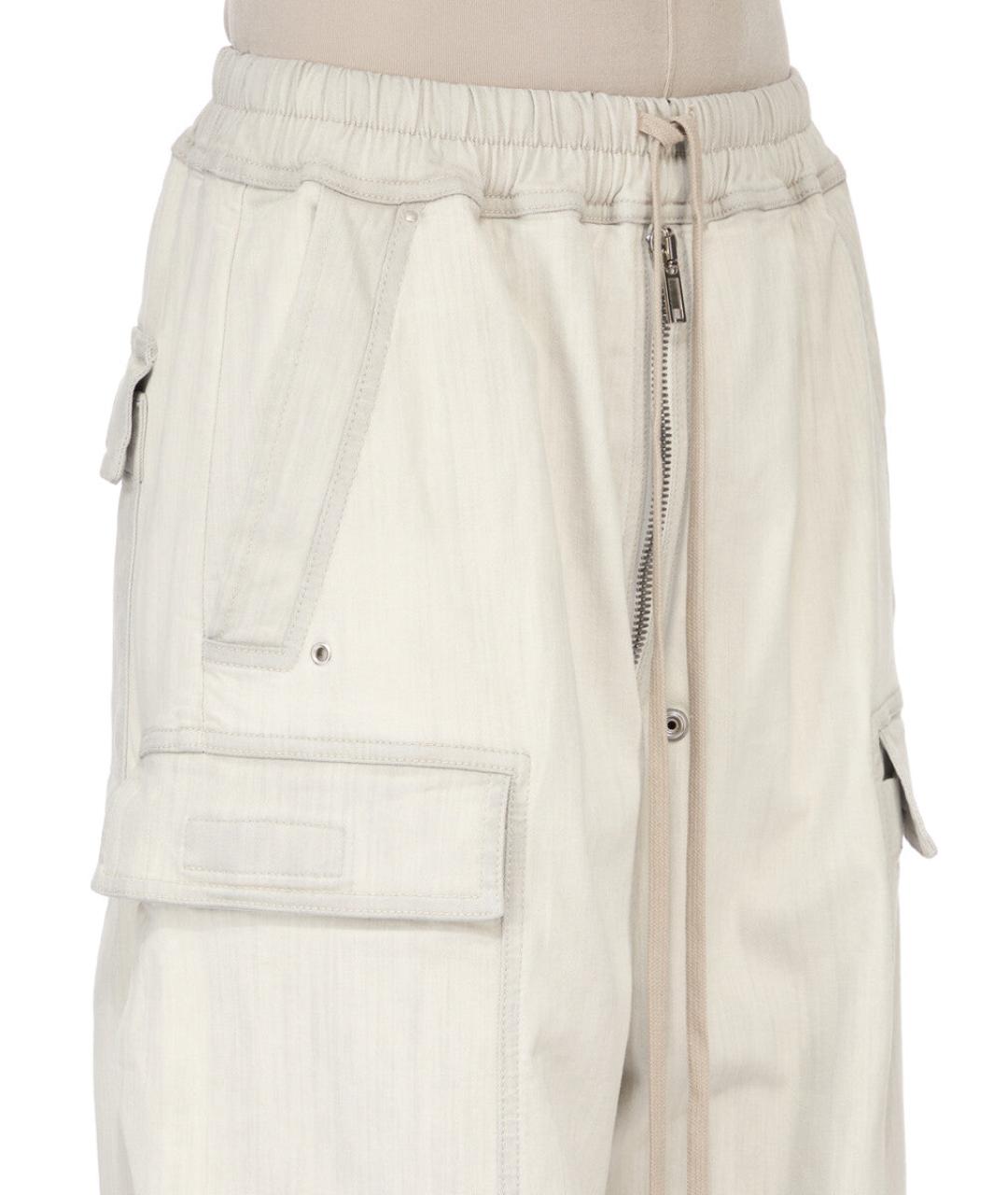 RICK OWENS DRKSHDW Белые хлопковые брюки широкие, фото 5