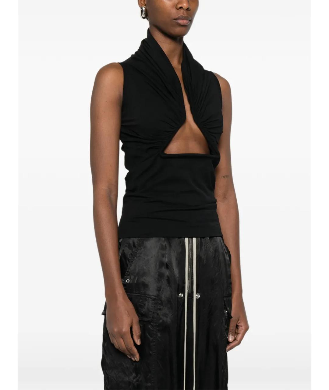 RICK OWENS Черная полиэстеровая майка, фото 3