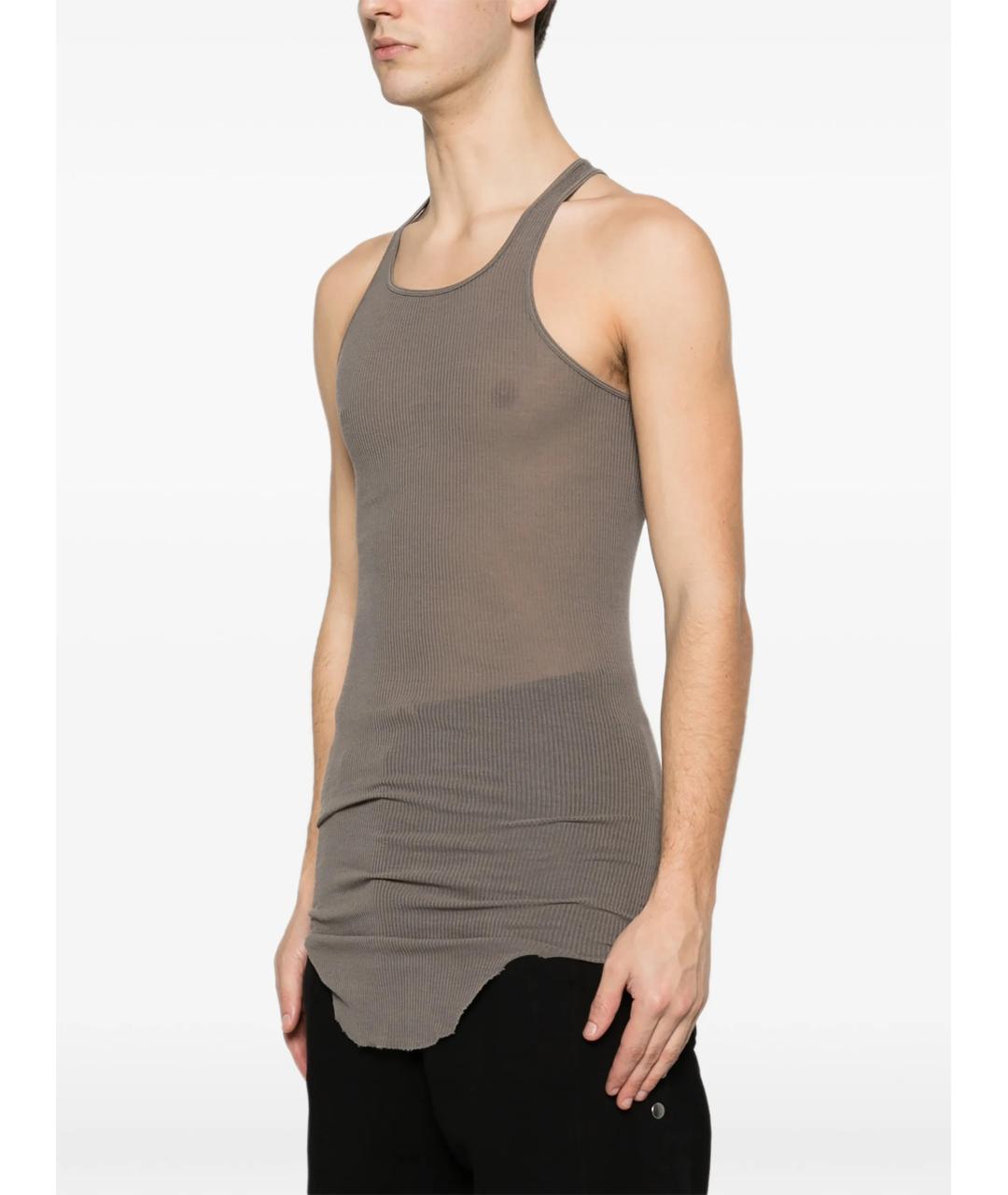 RICK OWENS Серая хлопковая майка, фото 3