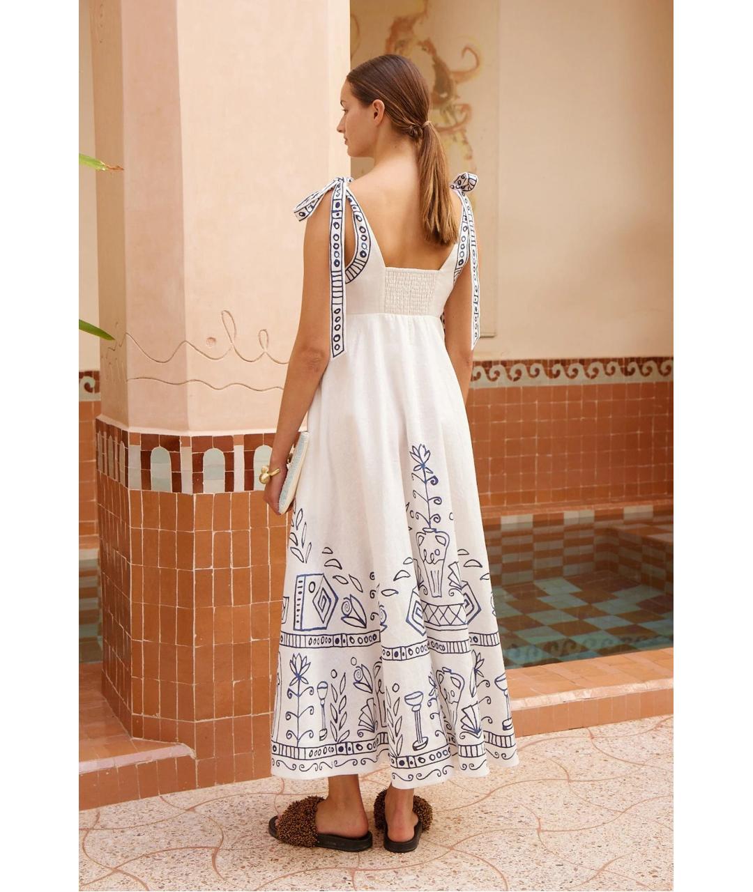 Alemais Белое льняное повседневное платье, фото 4