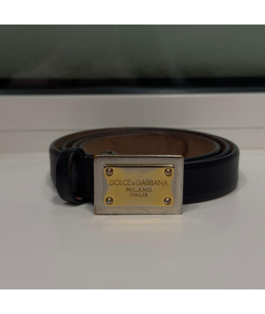 DOLCE&GABBANA Черный кожаный ремень, фото 5