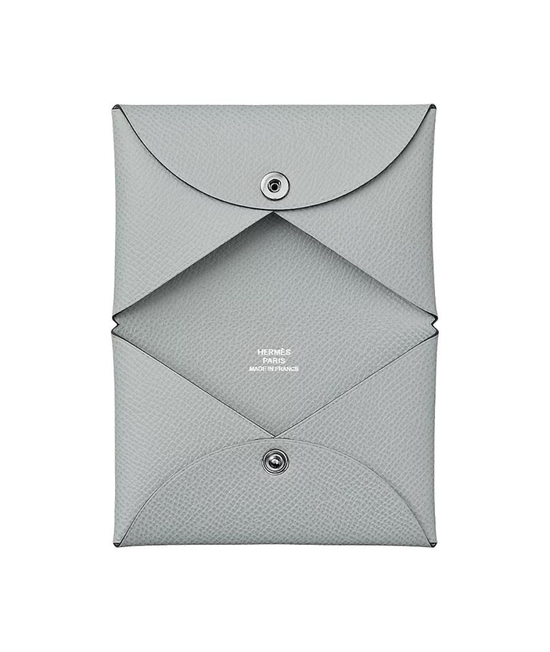 HERMES Серый кожаный кардхолдер, фото 2