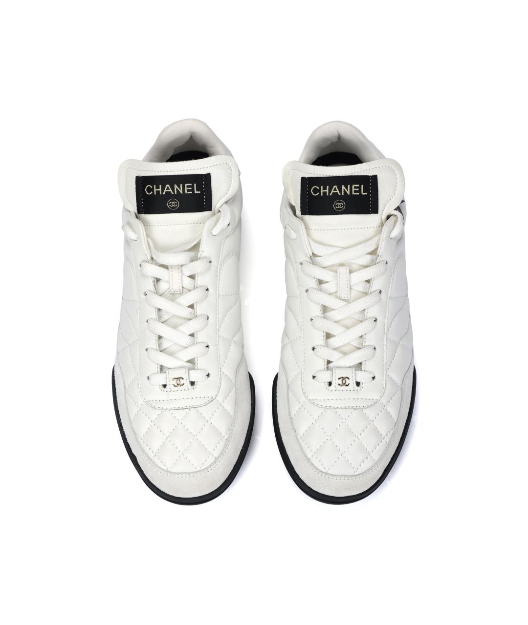 CHANEL Белые кожаные кроссовки, фото 3