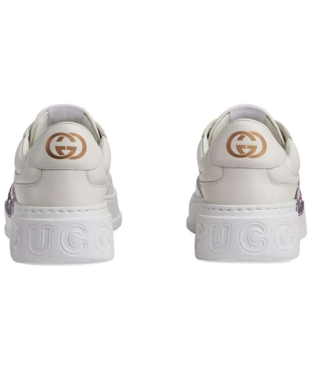 GUCCI Белые кожаные низкие кроссовки / кеды, фото 4