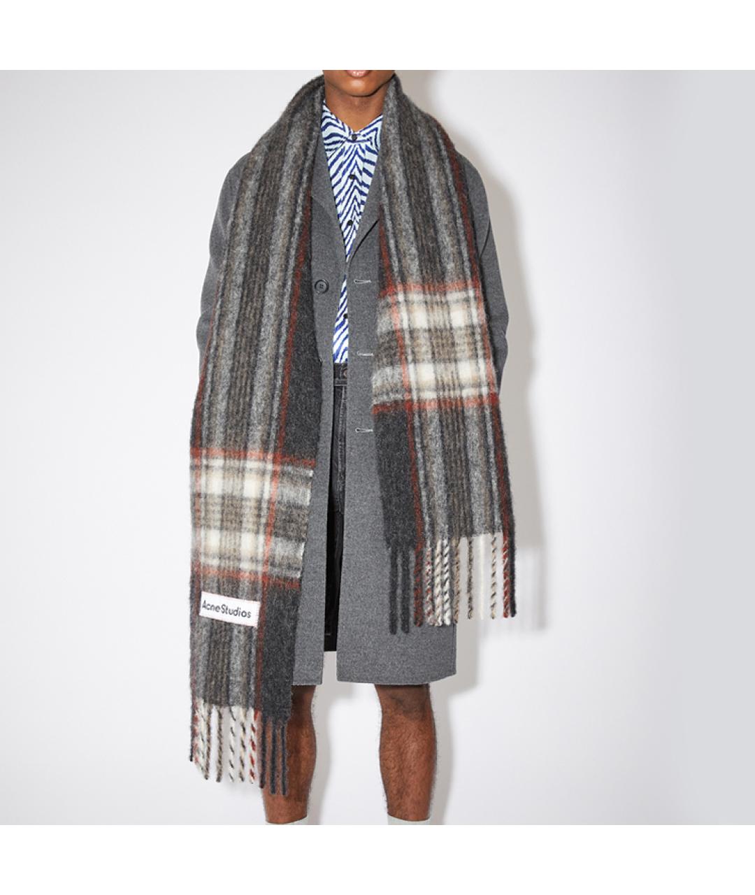 ACNE STUDIOS Серый шерстяной шарф, фото 3