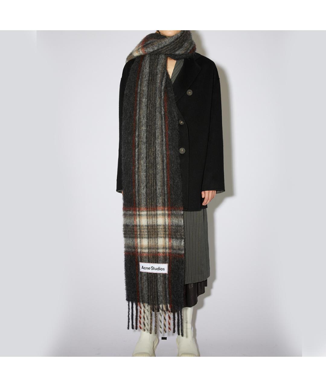 ACNE STUDIOS Серый шерстяной шарф, фото 2