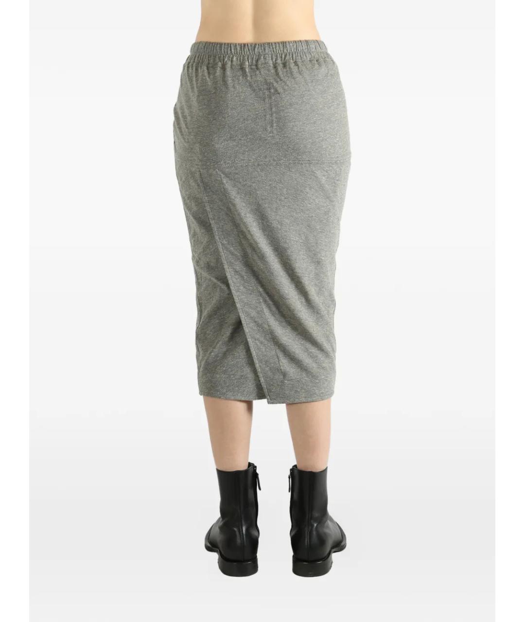 RICK OWENS DRKSHDW Серая хлопковая юбка миди, фото 3