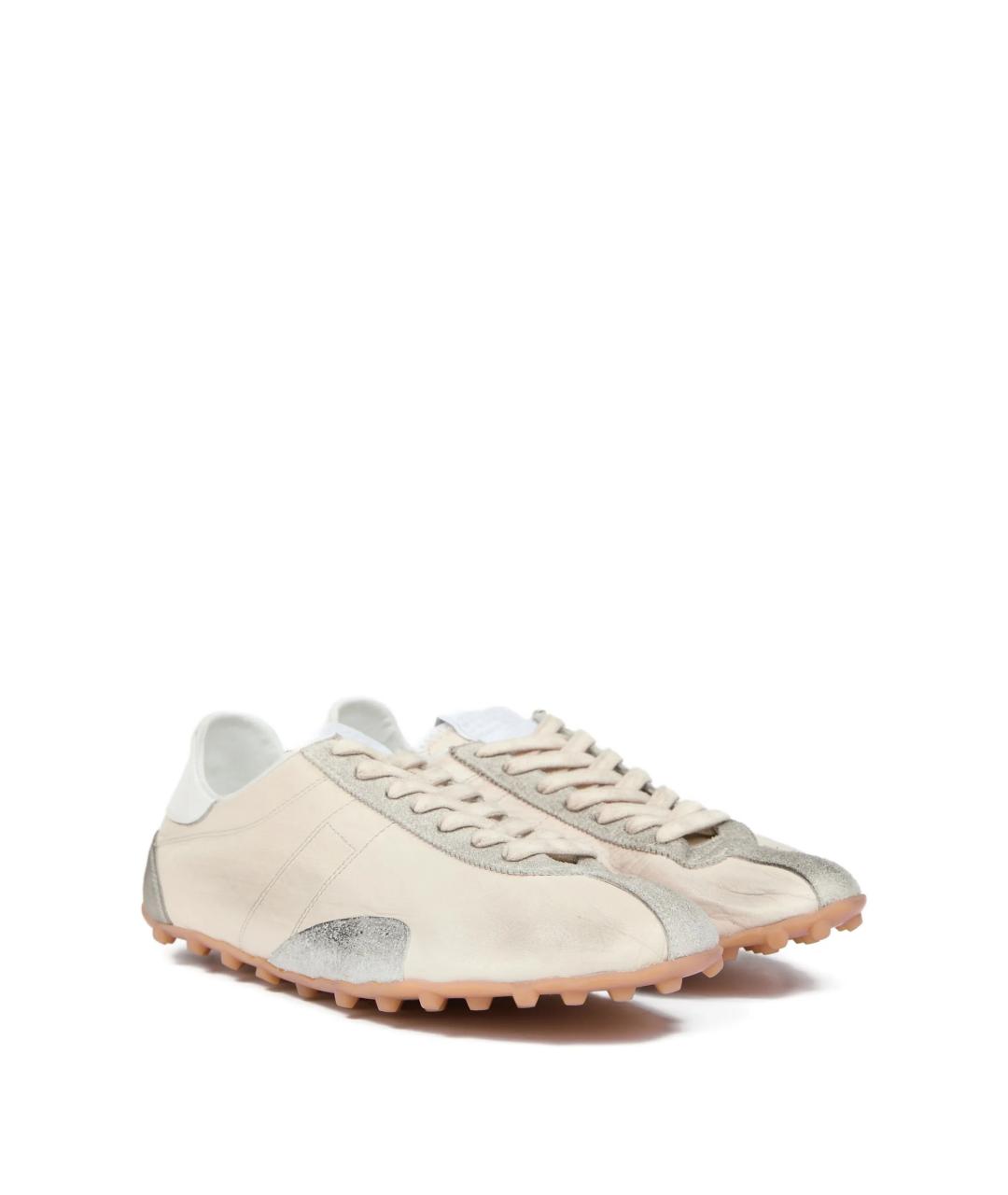 MAISON MARGIELA Белые кожаные низкие кроссовки / кеды, фото 2