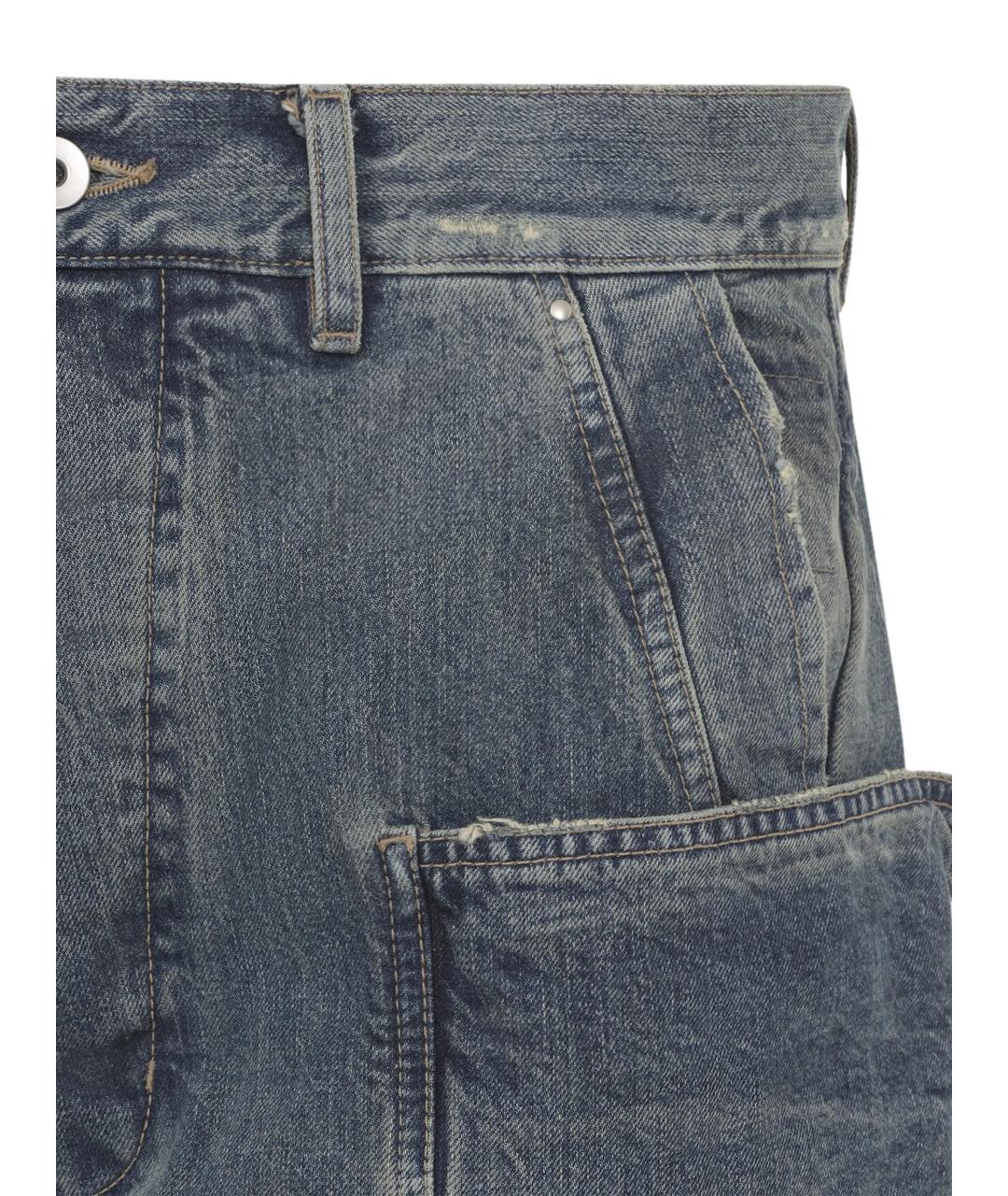 RICK OWENS DRKSHDW Синие хлопковые прямые джинсы, фото 3