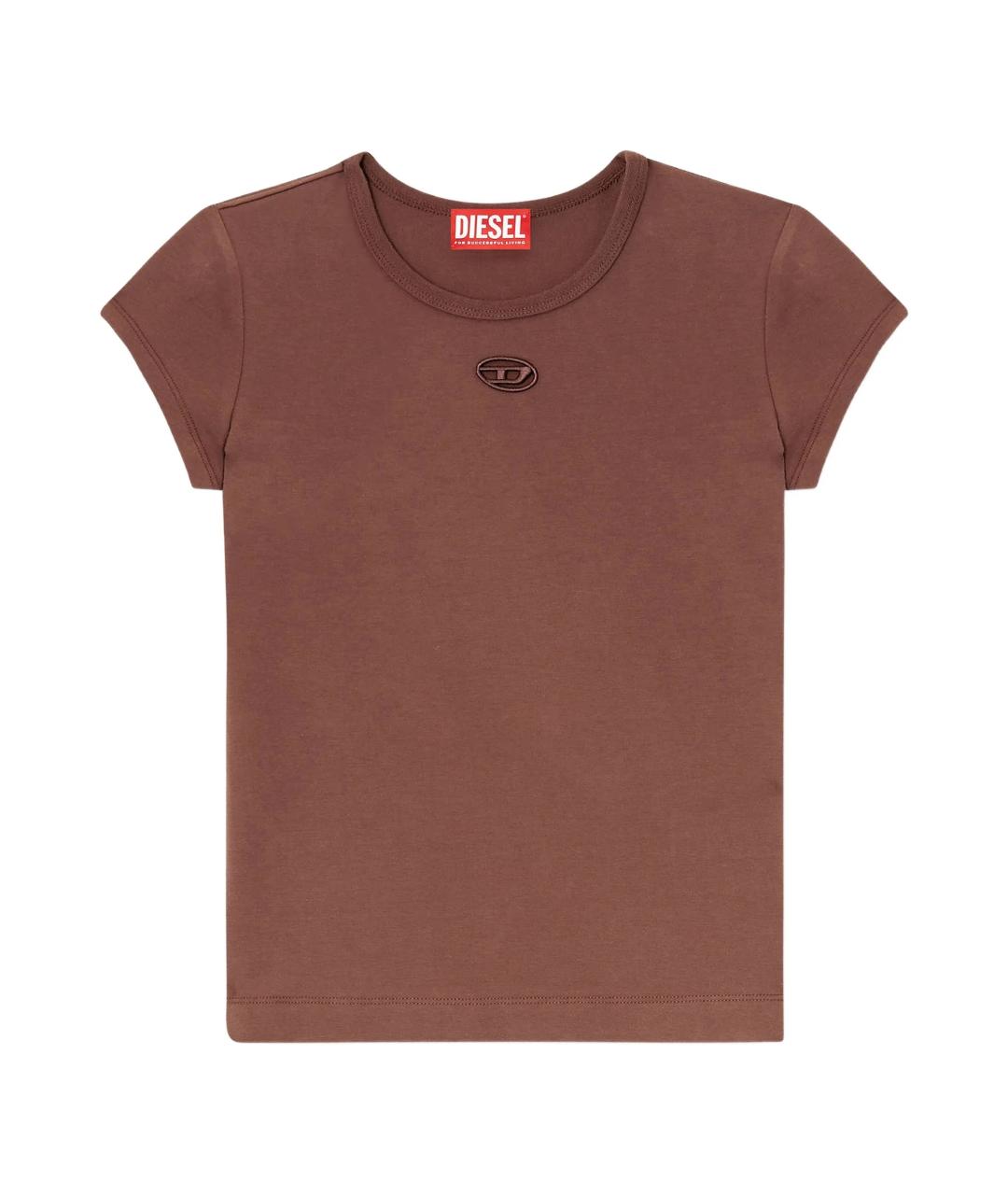 DIESEL Коричневая хлопковая футболка, фото 1