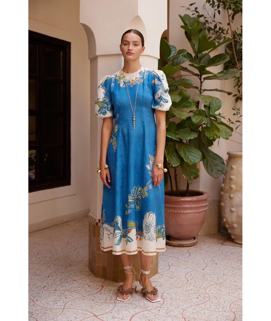 Alemais Синее льняное повседневное платье, фото 2
