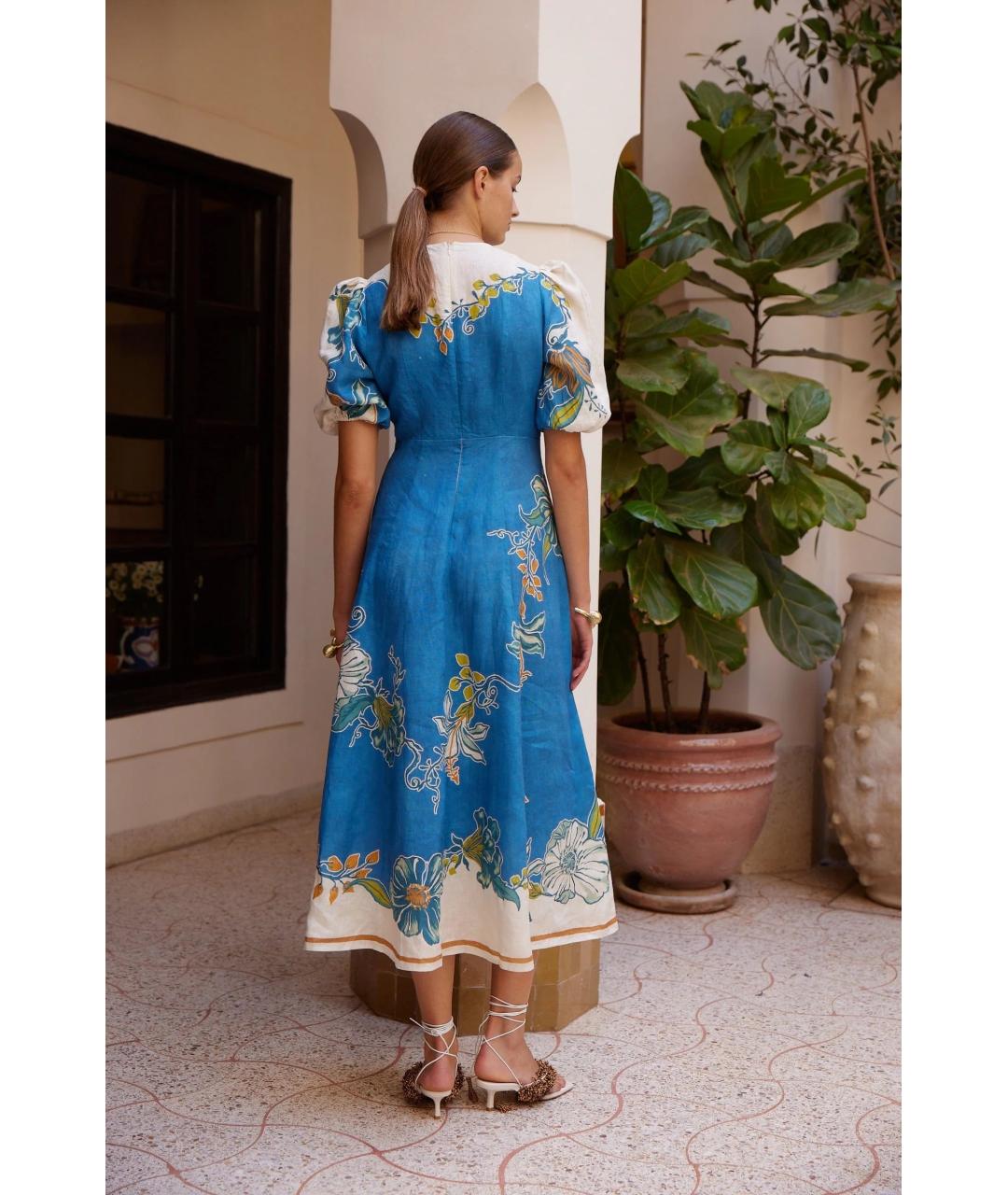 Alemais Синее льняное повседневное платье, фото 4