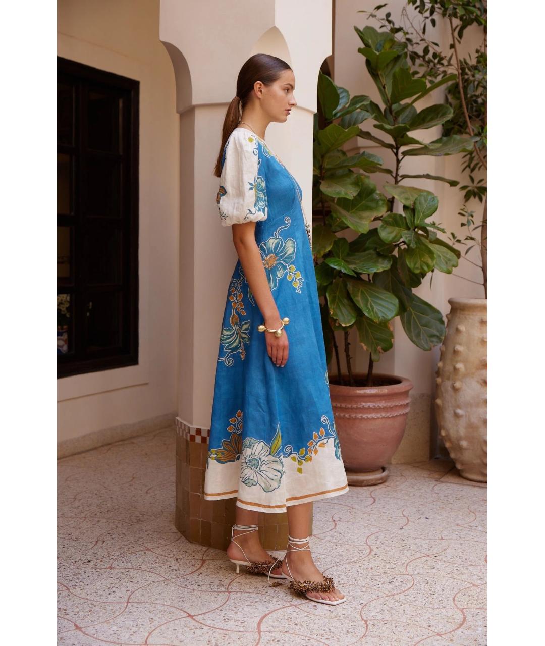 Alemais Синее льняное повседневное платье, фото 3