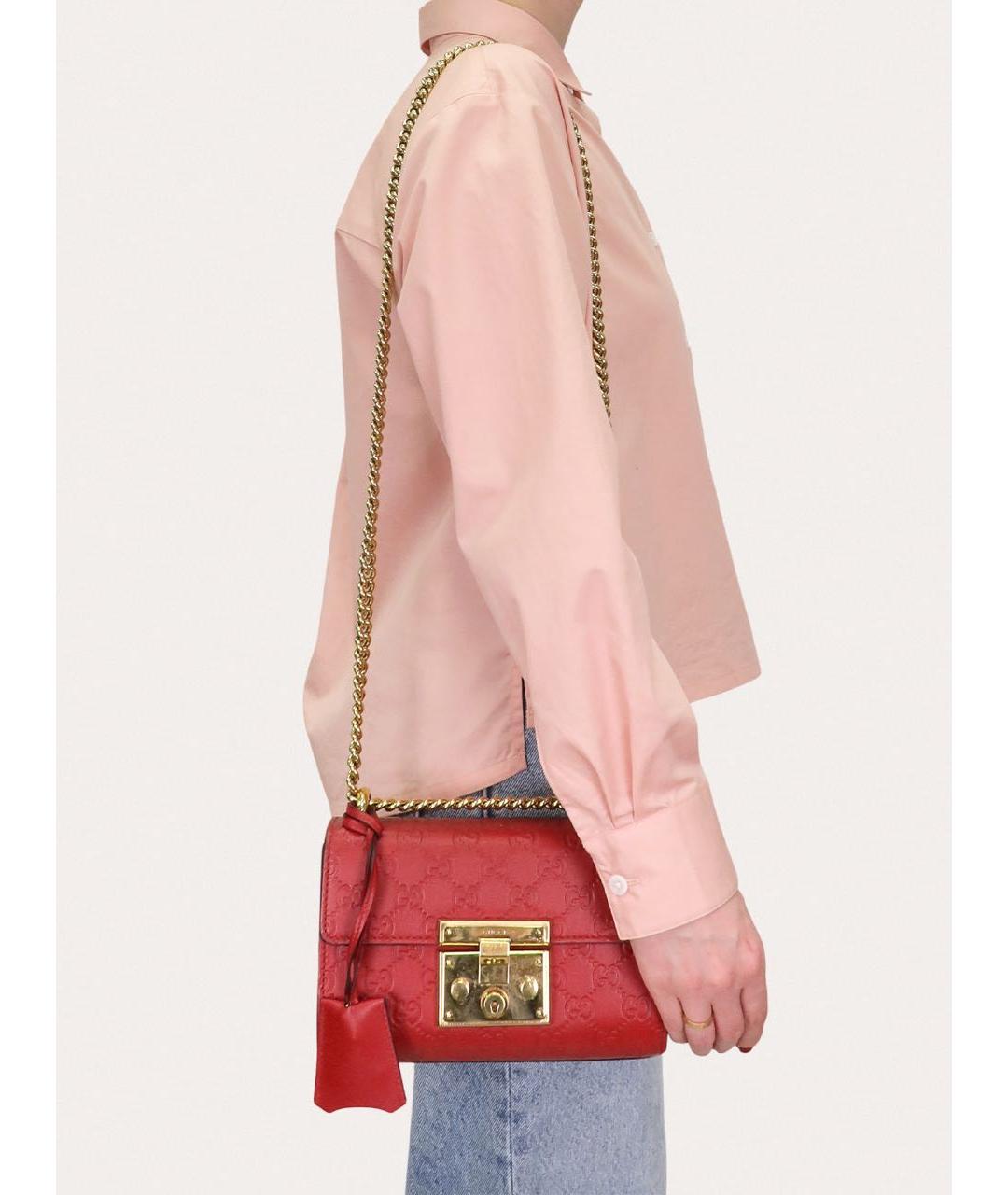 GUCCI Красная кожаная сумка через плечо, фото 8