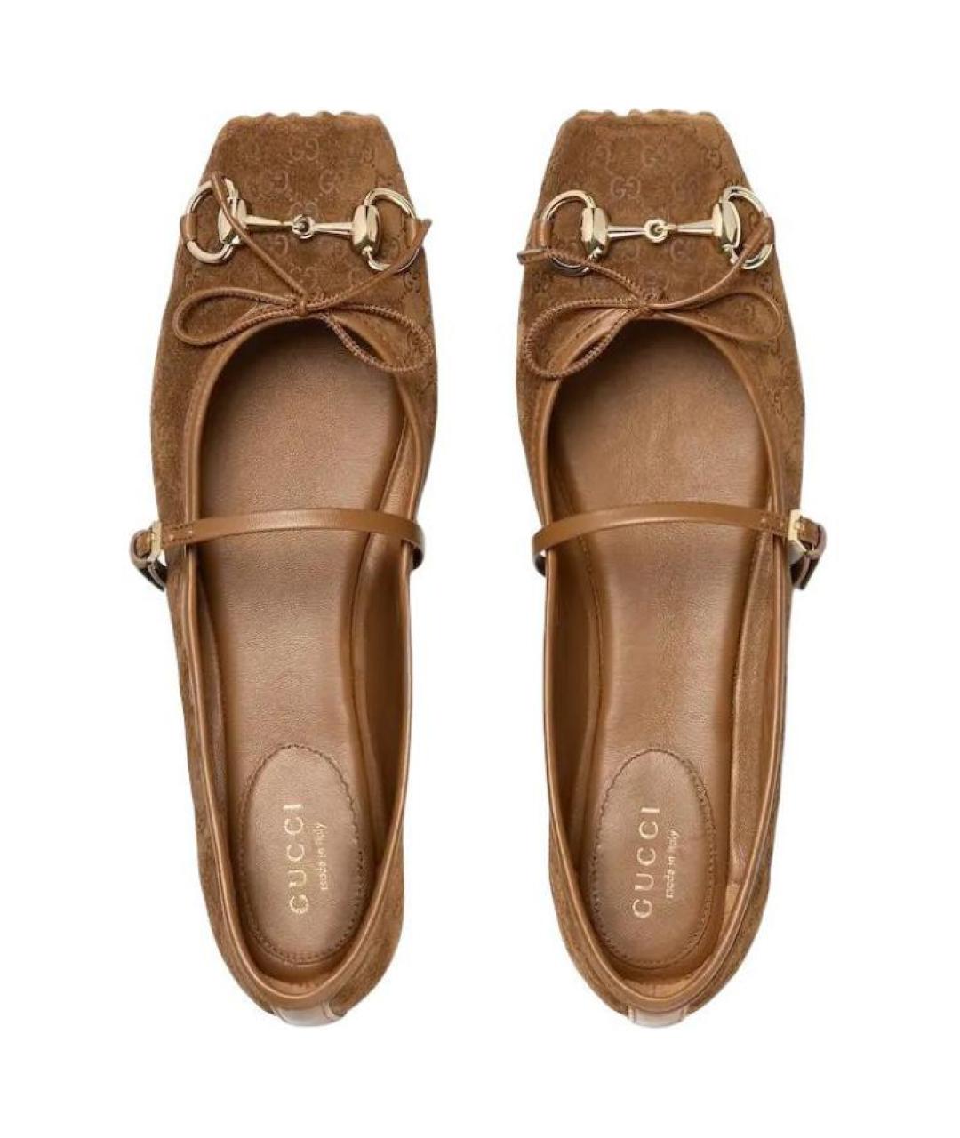 GUCCI Коричневые замшевые балетки, фото 4