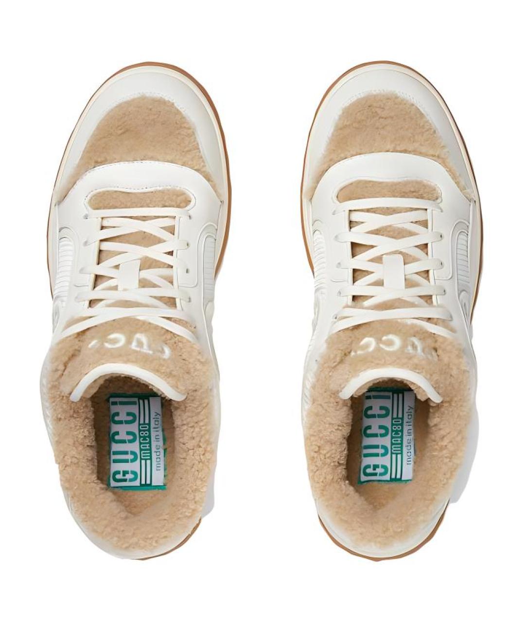 GUCCI Белые кожаные низкие кроссовки / кеды, фото 4