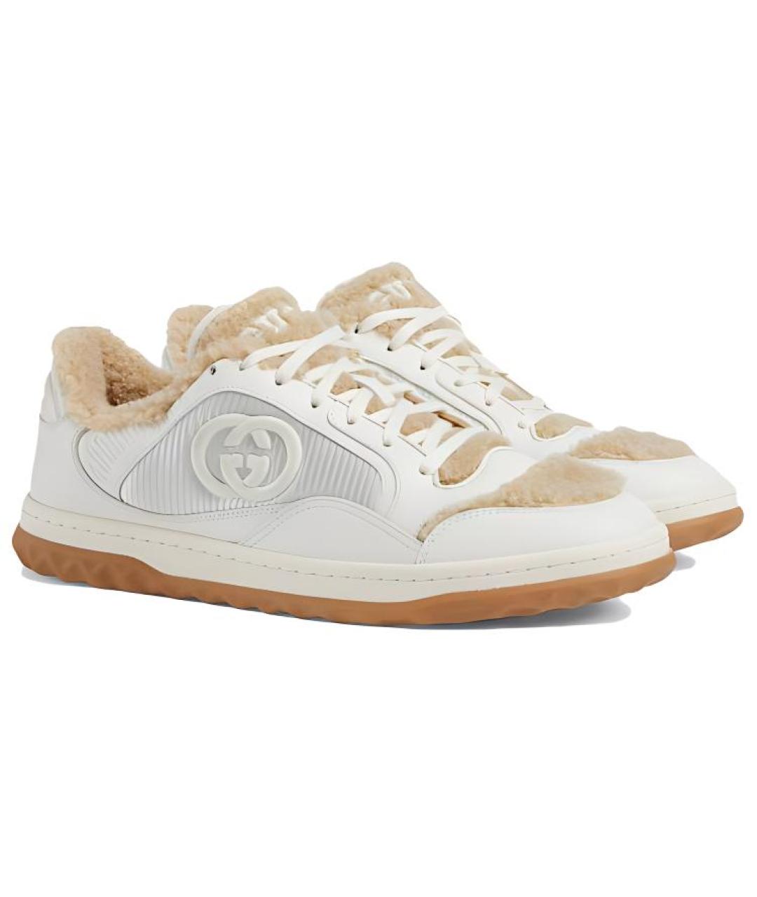 GUCCI Белые кожаные низкие кроссовки / кеды, фото 3
