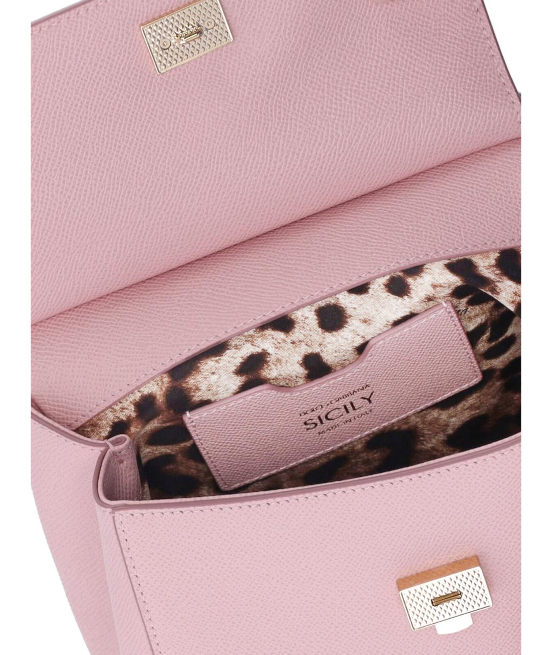 DOLCE&GABBANA Розовая кожаная сумка тоут, фото 4