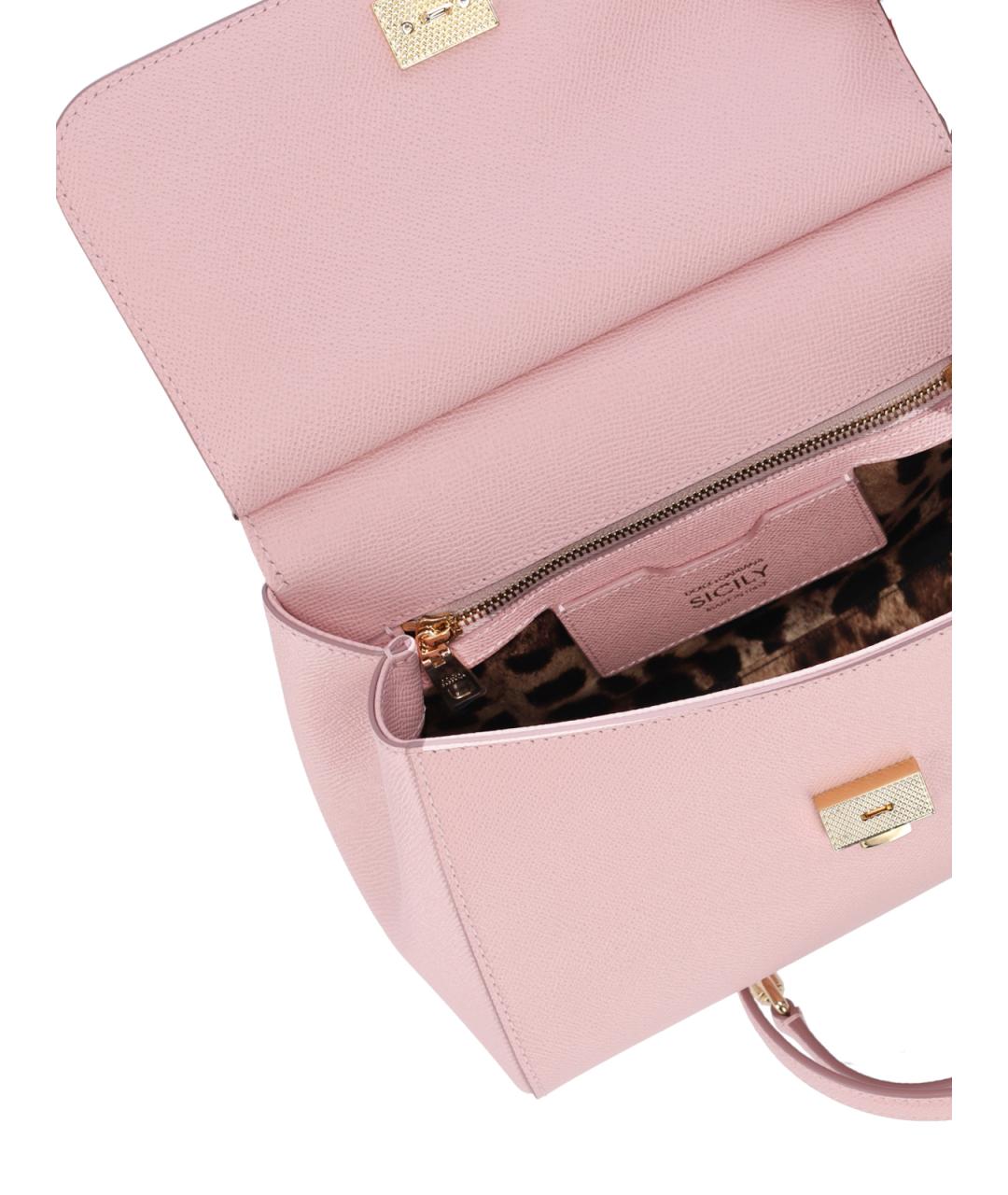 DOLCE&GABBANA Розовая кожаная сумка тоут, фото 4