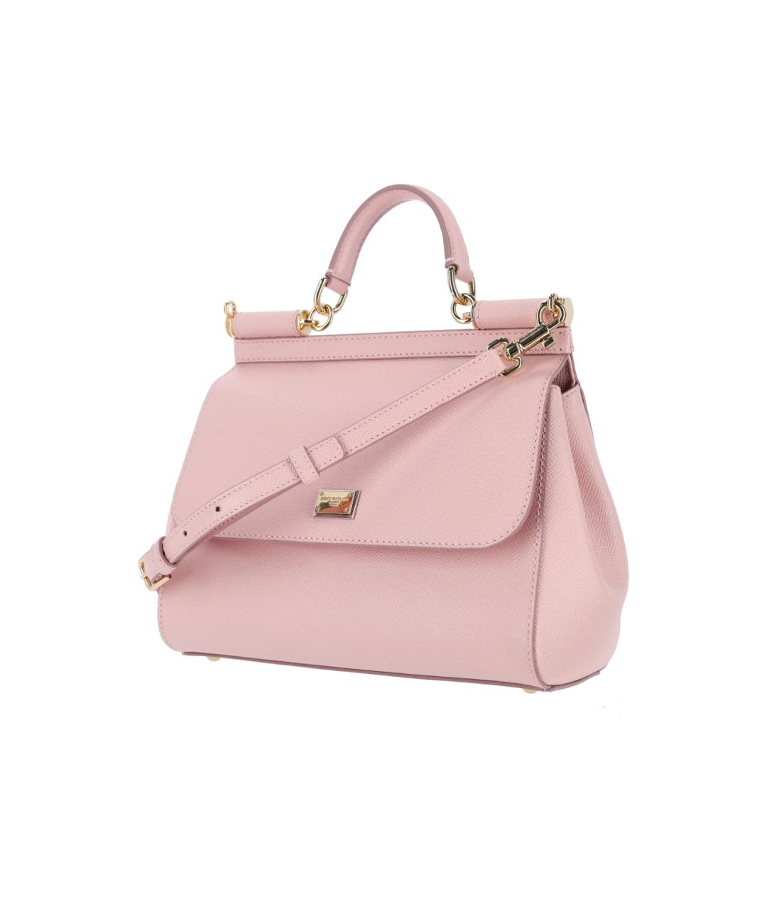 DOLCE&GABBANA Розовая кожаная сумка тоут, фото 2