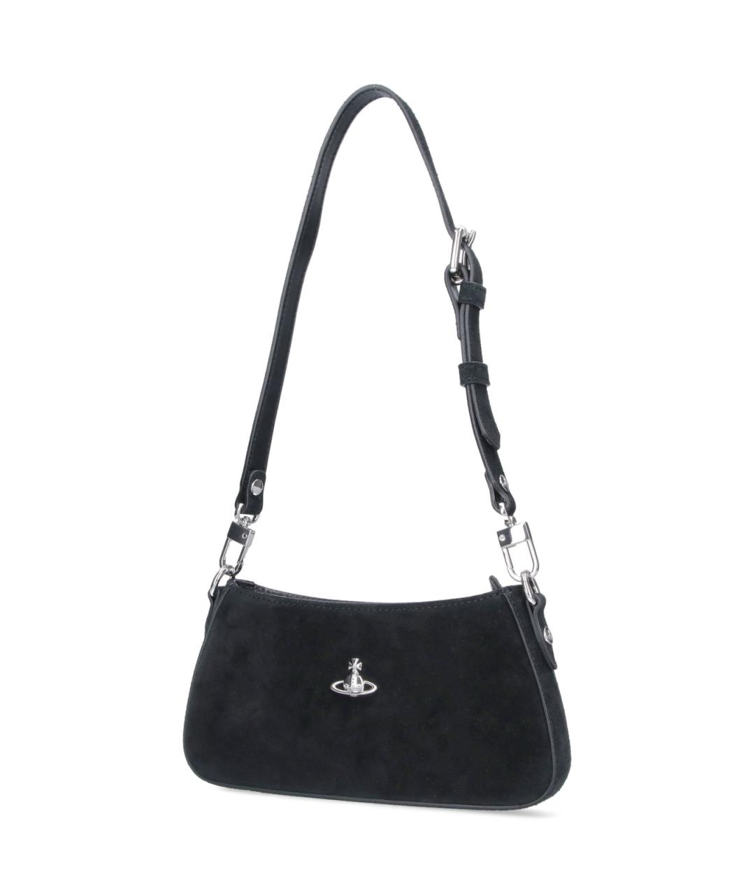 VIVIENNE WESTWOOD Черная кожаная сумка через плечо, фото 2