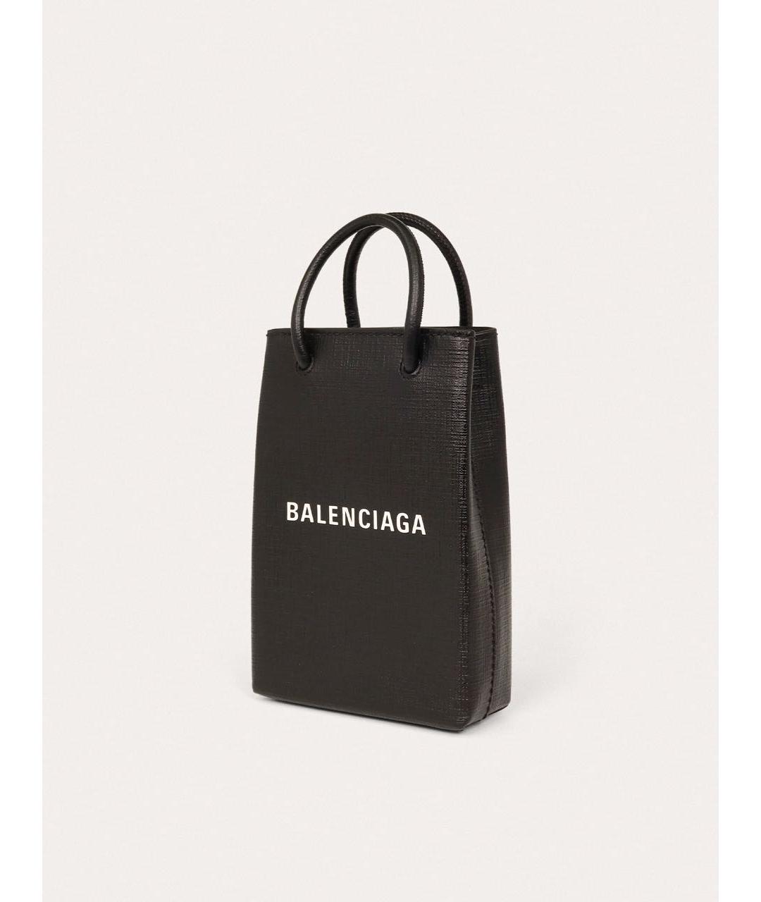 BALENCIAGA Черная кожаная сумка через плечо, фото 2