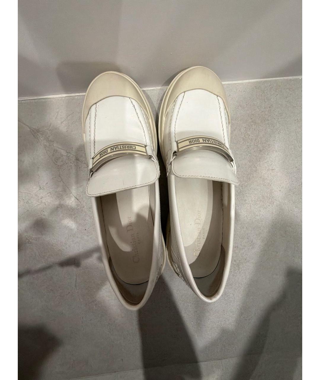 CHRISTIAN DIOR Бежевые кожаные лоферы, фото 3